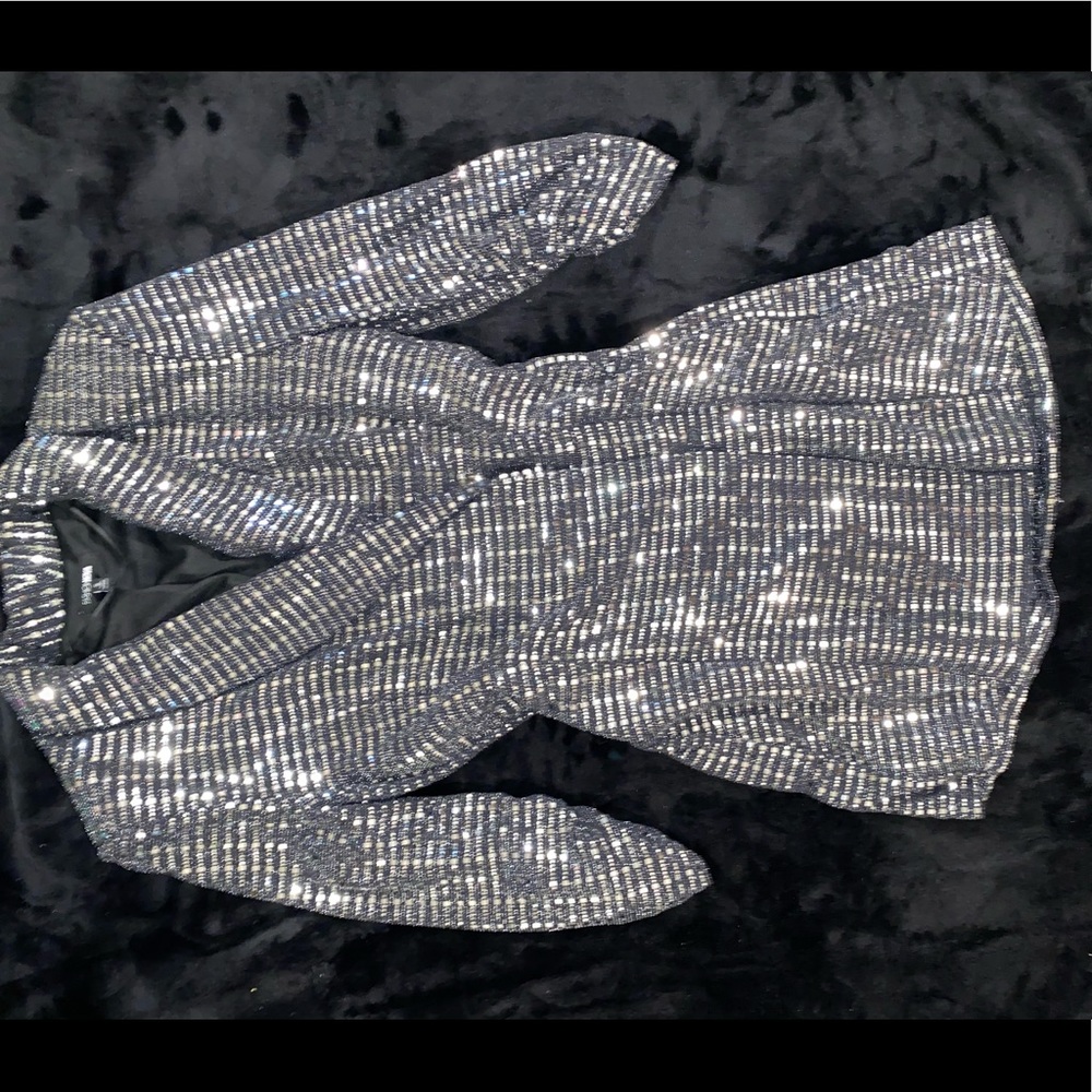 Mini silver sequin dress